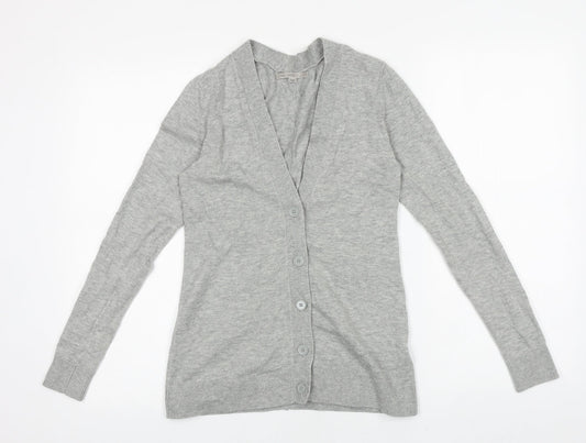 Gap Womens Grey V-Neck Cotton Cardigan Jumper Size 2XS
