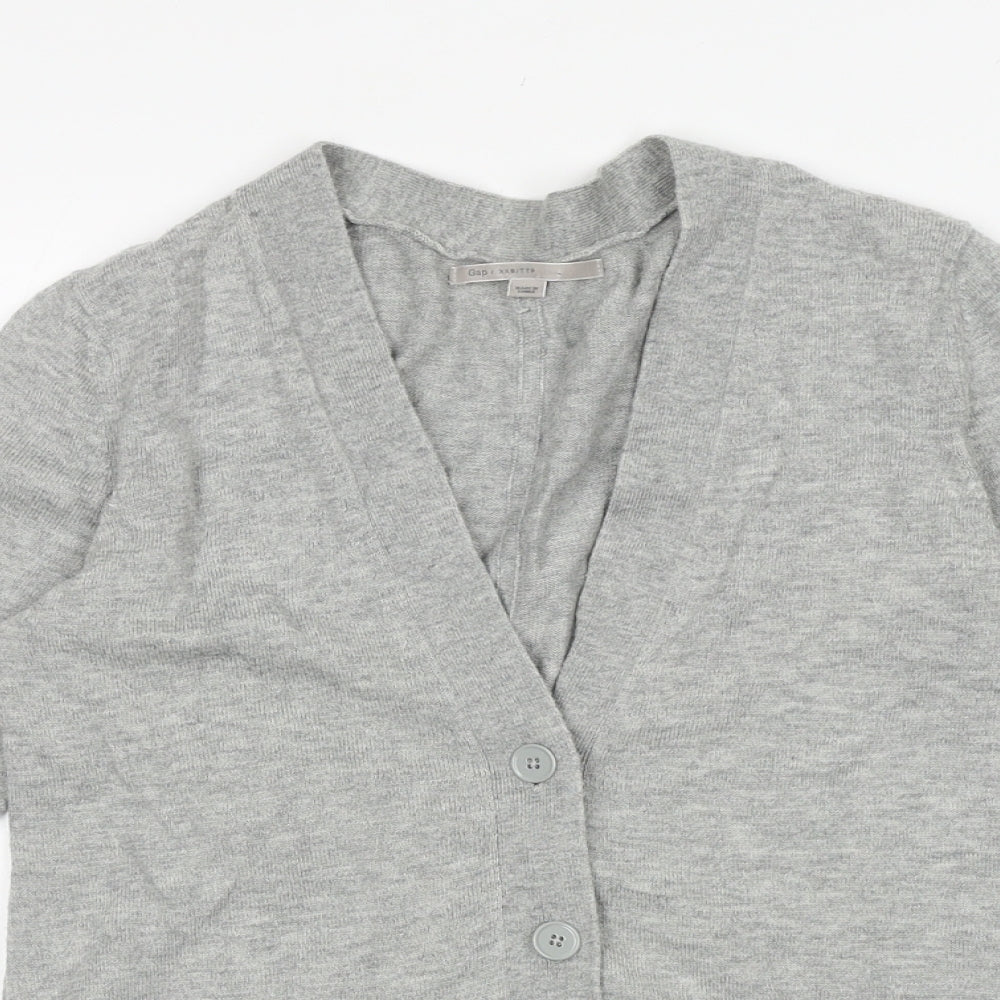 Gap Womens Grey V-Neck Cotton Cardigan Jumper Size 2XS