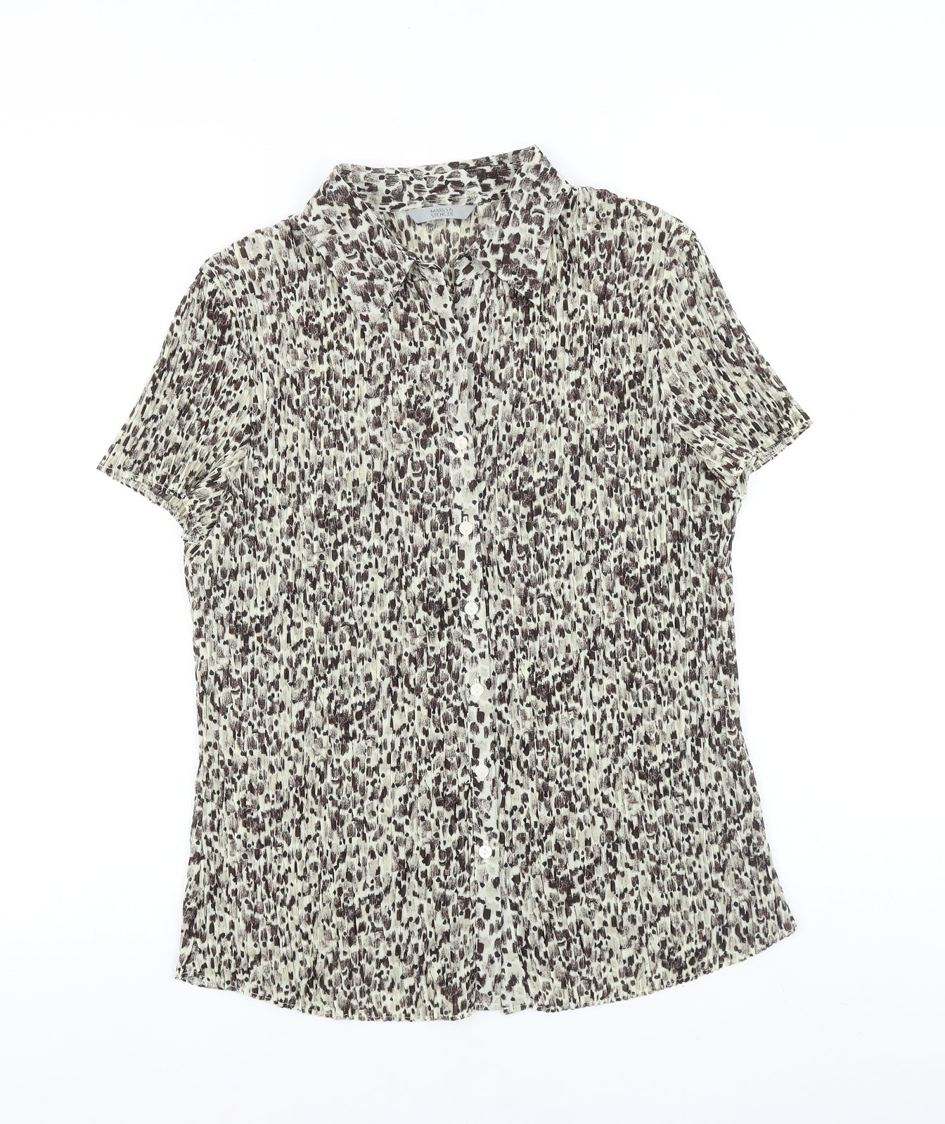Womens UK Size 16 Marks and Spencer Brown Basic Button-Up