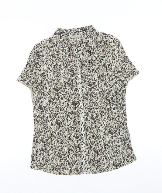 Womens UK Size 16 Marks and Spencer Brown Basic Button-Up