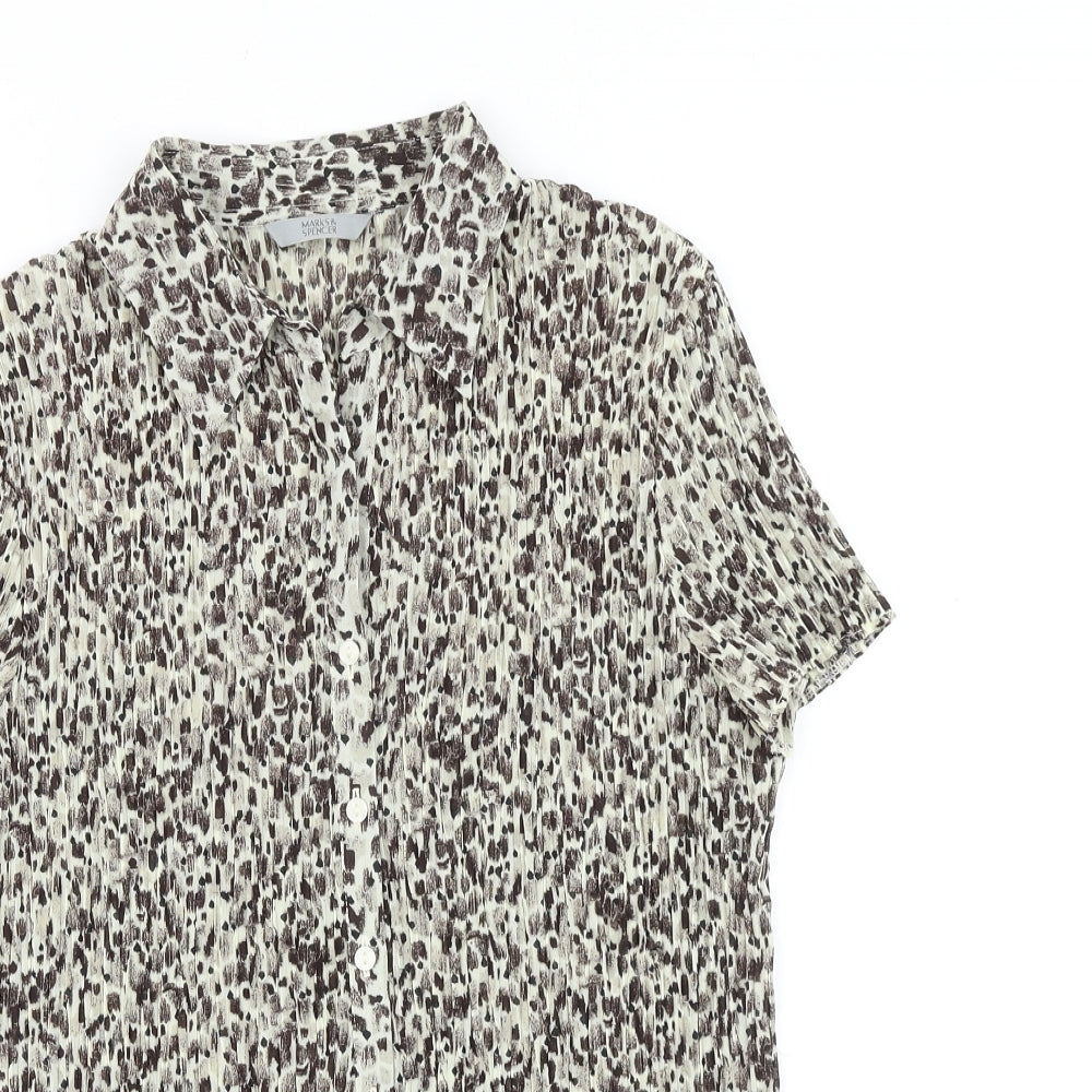 Womens UK Size 16 Marks and Spencer Brown Basic Button-Up