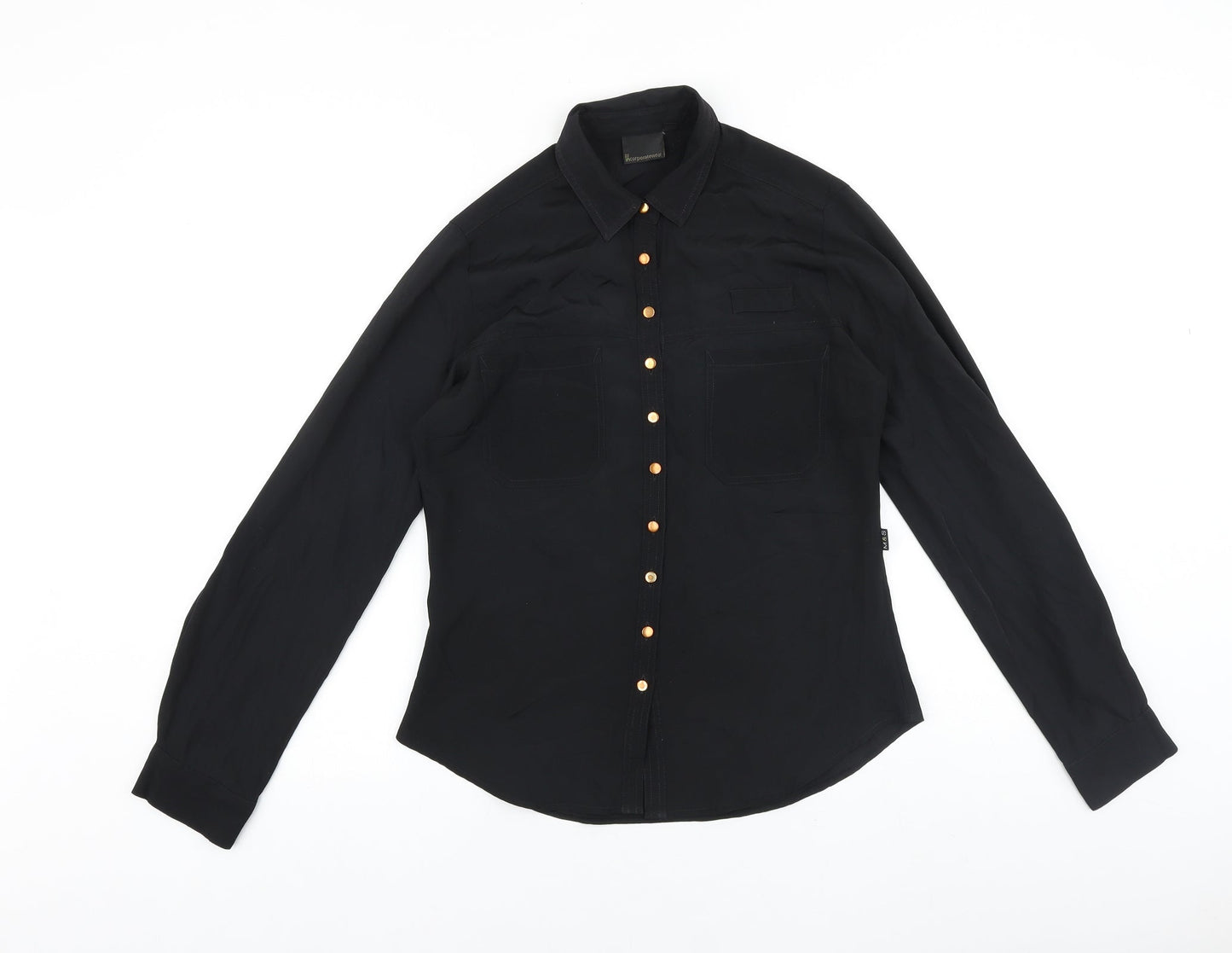 Womens UK Size 8 Marks and Spencer Black Basic Button-Up