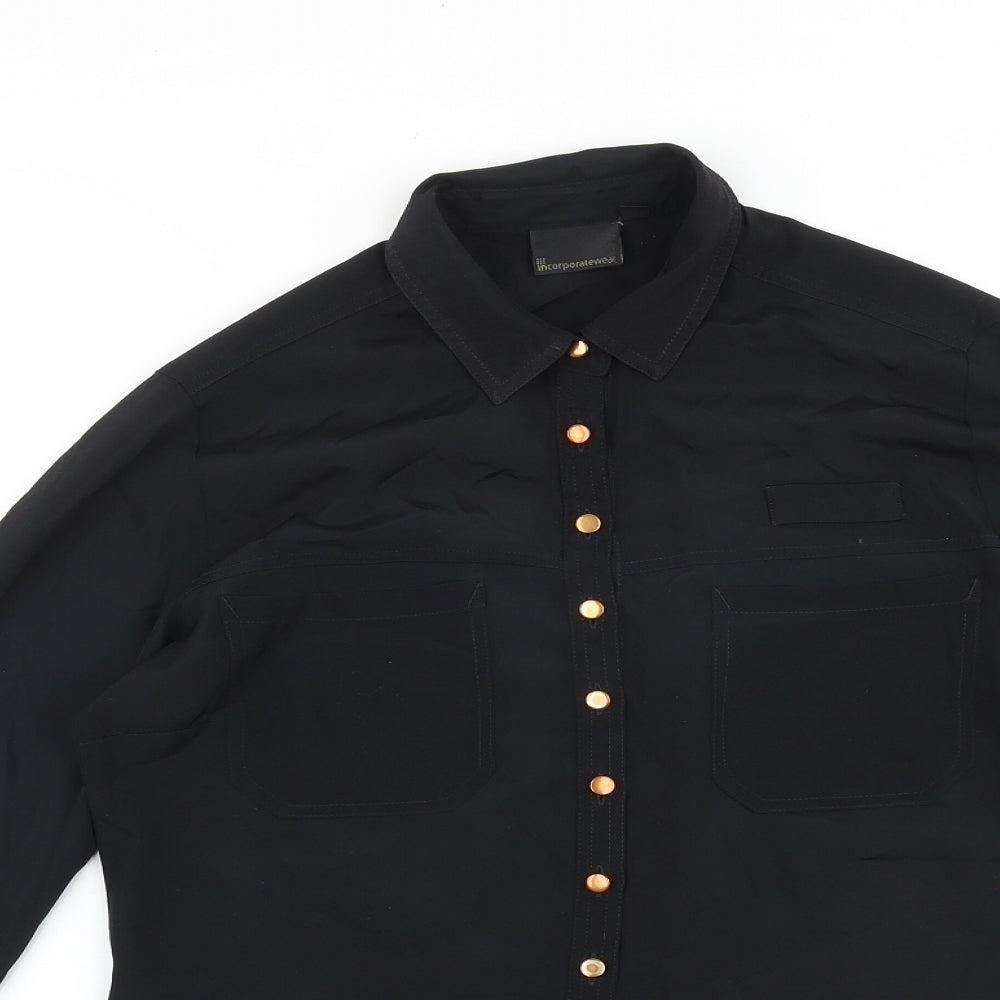 Womens UK Size 8 Marks and Spencer Black Basic Button-Up