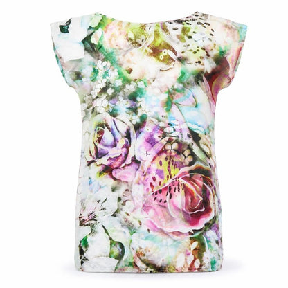Zara Womens Ivory Floral Polyester Mini Size 12 Boat Neck Pullover