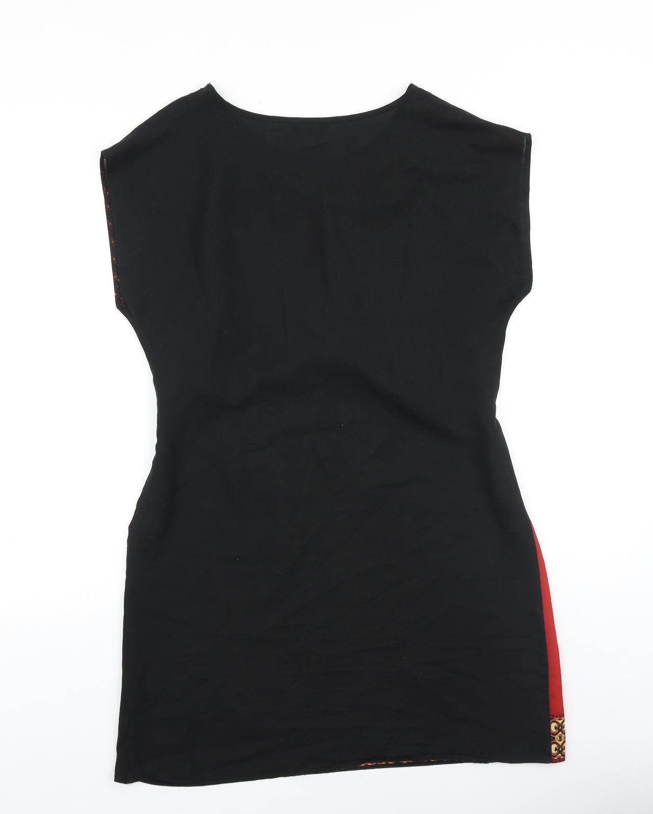 F&F Womens Black Geometric Polyester Shift Size 12 Boat Neck Tie