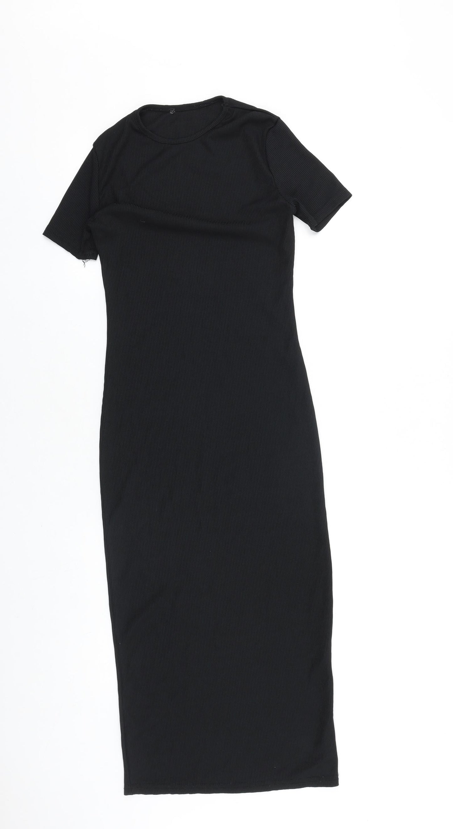 PRETTYLITTLETHING Womens Black Polyester Sheath Size 6 Round Neck Pullover