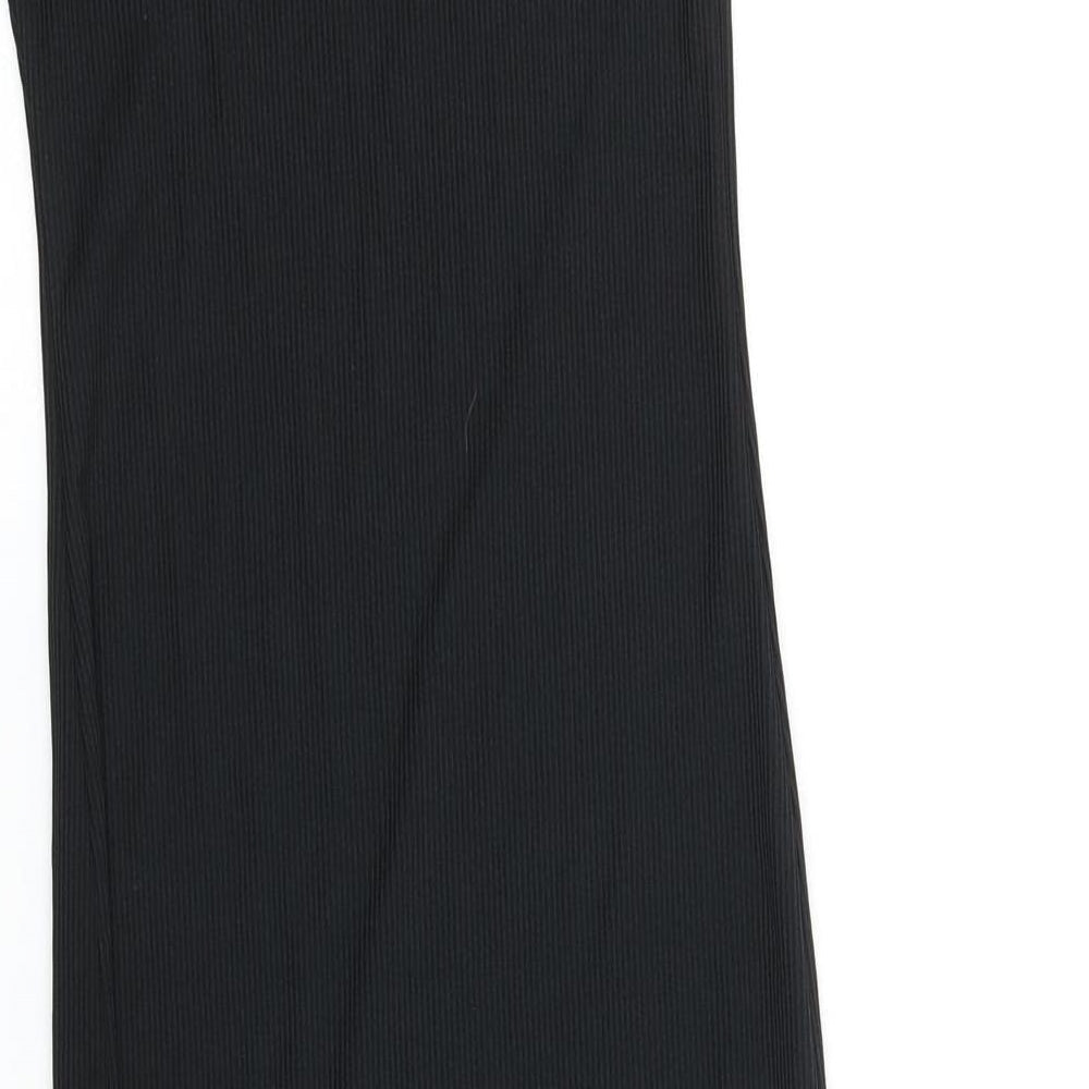 PRETTYLITTLETHING Womens Black Polyester Sheath Size 6 Round Neck Pullover