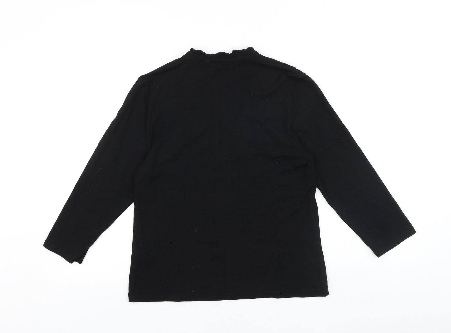 Precis Womens Black 100% Cotton Basic Blouse Size M V-Neck