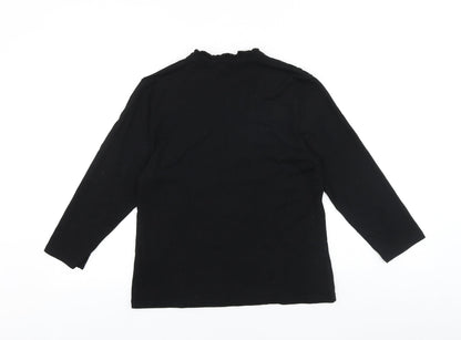 Precis Womens Black 100% Cotton Basic Blouse Size M V-Neck