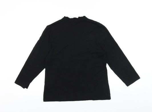 Precis Womens Black 100% Cotton Basic Blouse Size M V-Neck