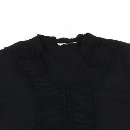 Precis Womens Black 100% Cotton Basic Blouse Size M V-Neck