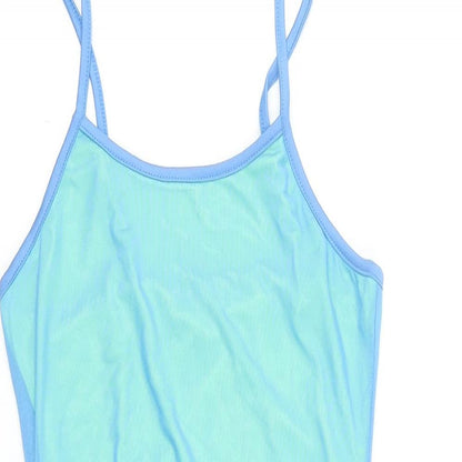 SheIn Womens Blue Herringbone Polyester Slip Dress Size M Roll Neck Tie