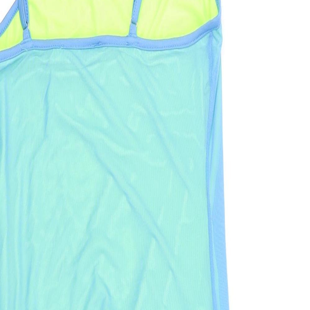 SheIn Womens Blue Herringbone Polyester Slip Dress Size M Roll Neck Tie