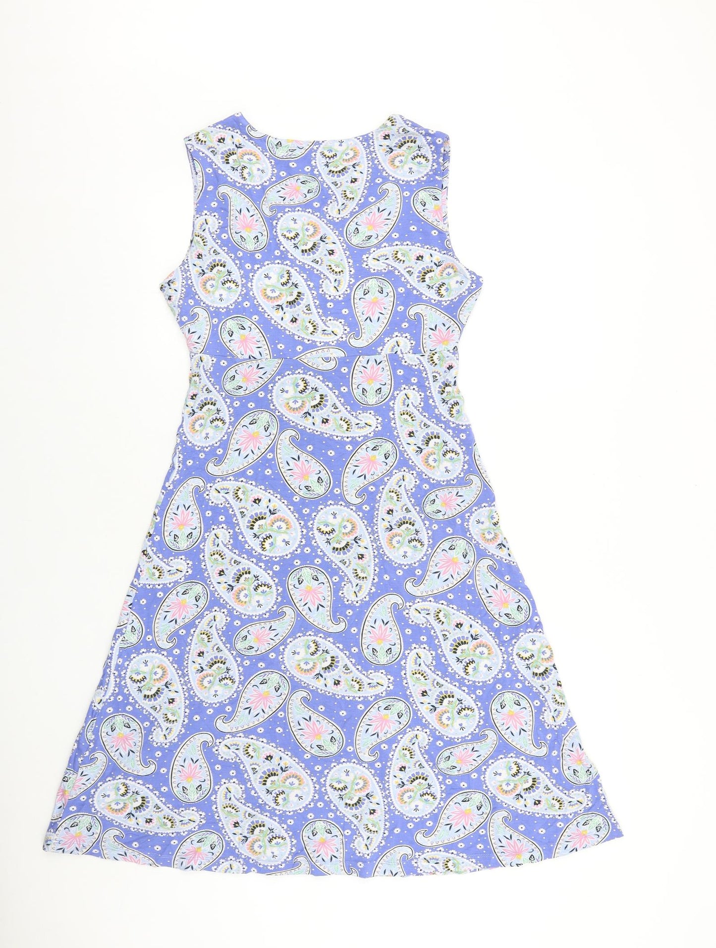 Crew Clothing Womens Purple Paisley 100% Cotton A-Line Size 8 V-Neck Pullover