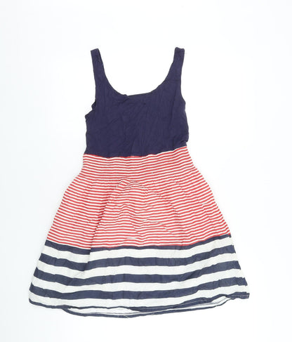 Mela Loves London Womens Blue Striped 100% Cotton Tank Dress Size S Scoop Neck Pullover