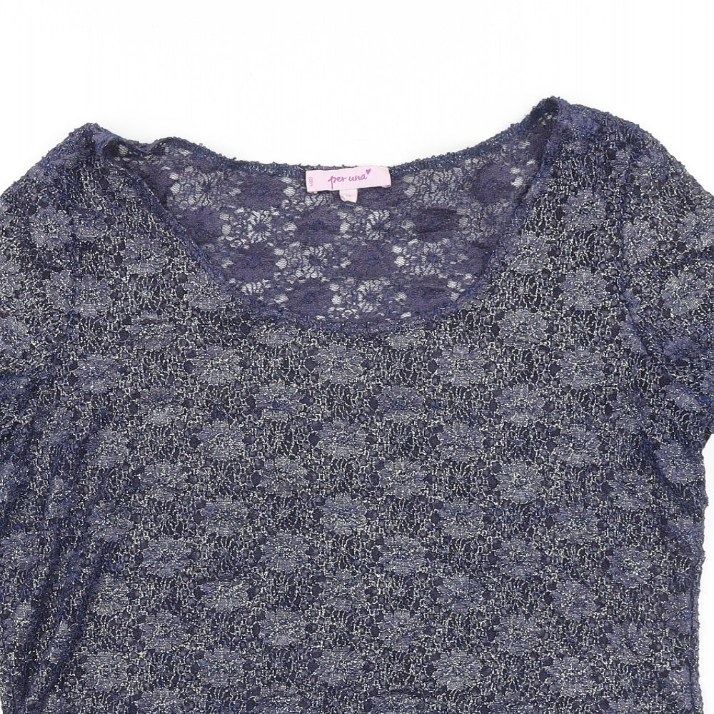 Womens UK Size 14 Marks and Spencer Blue Basic Blouse