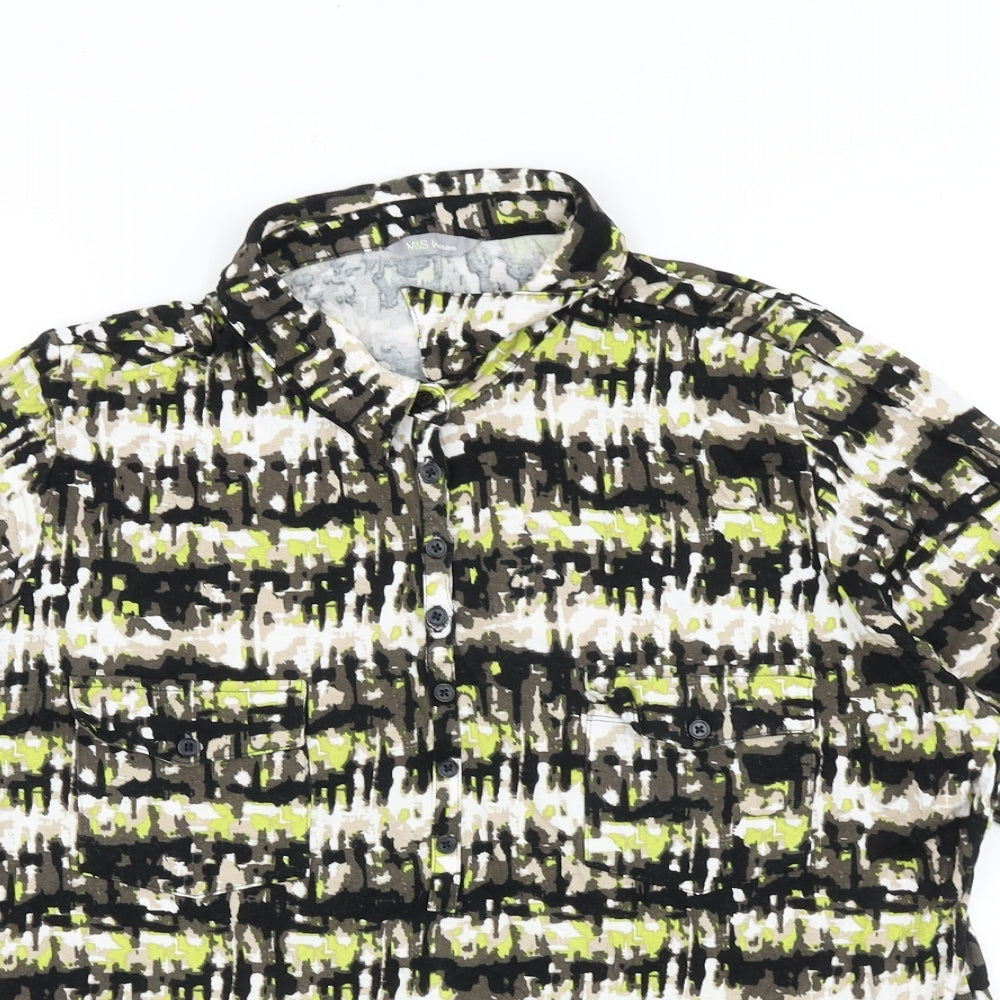 Womens UK Size 18 Marks and Spencer Brown Basic Button-Up