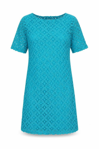 Epilogue Womens Blue 100% Cotton Shift Size 10 Boat Neck Zip