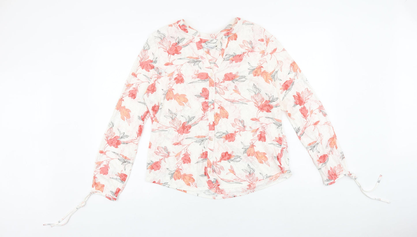 Womens UK Size 14 Marks and Spencer White Basic Button-Up