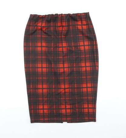 Papaya Womens Red Plaid Viscose Straight & Pencil Skirt Size 10