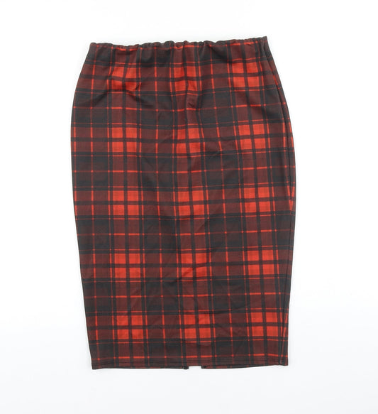 Papaya Womens Red Plaid Viscose Straight & Pencil Skirt Size 10