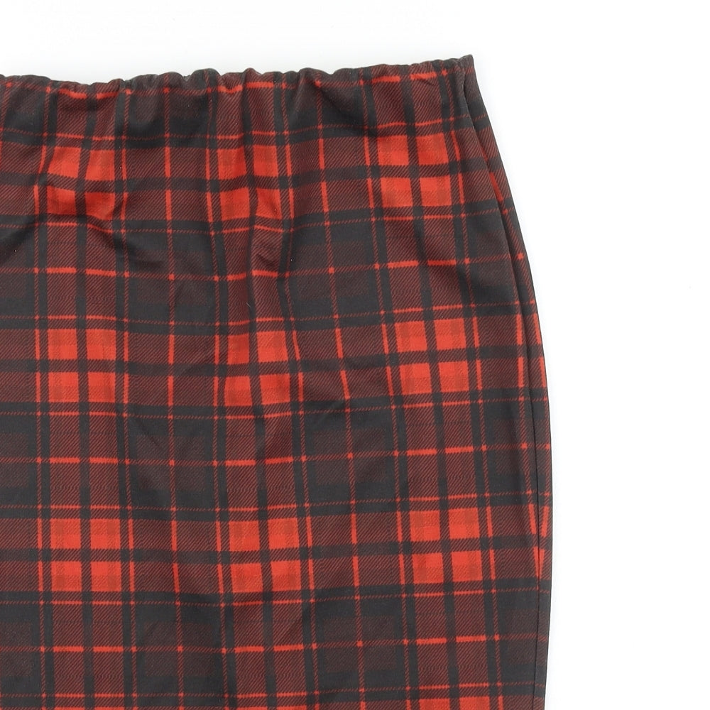 Papaya Womens Red Plaid Viscose Straight & Pencil Skirt Size 10