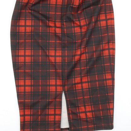 Papaya Womens Red Plaid Viscose Straight & Pencil Skirt Size 10