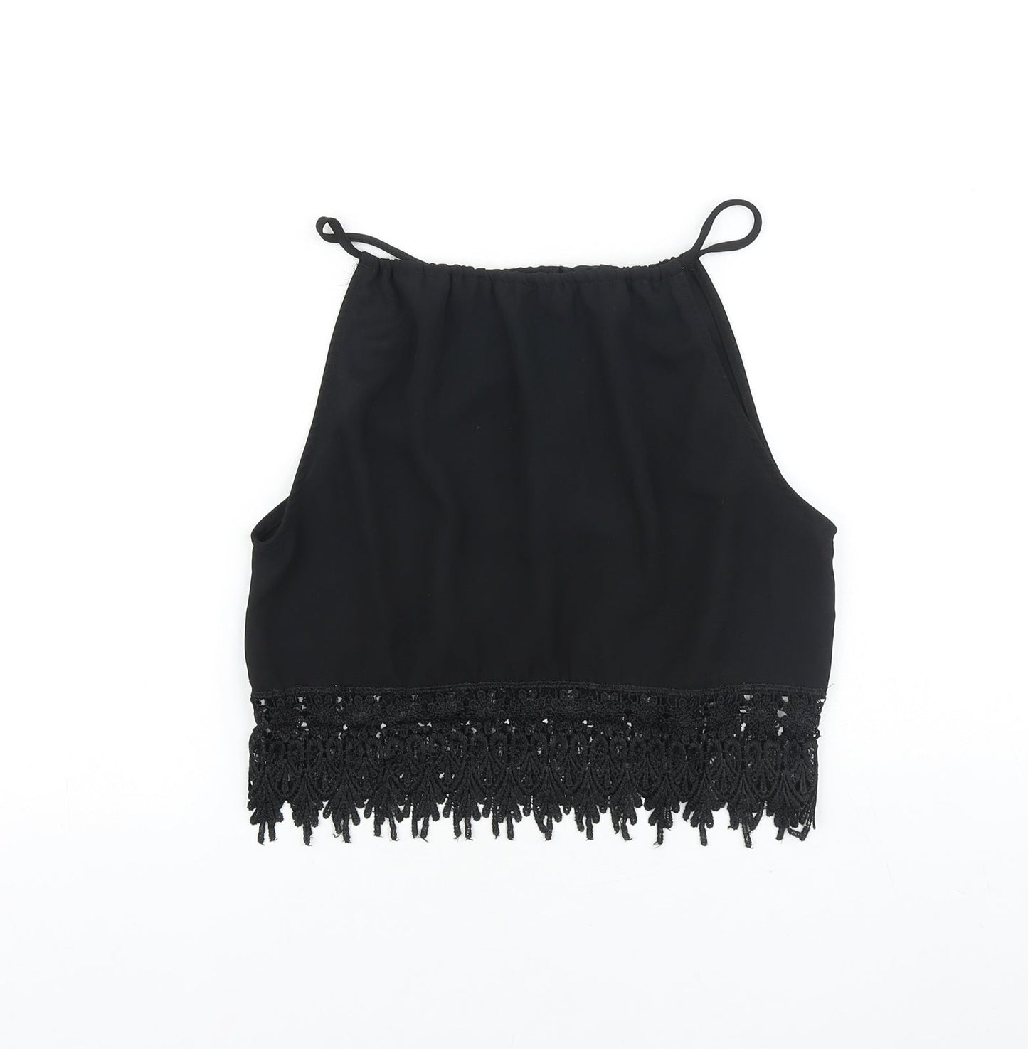 Womens UK Size S Preworn Black Cropped Tank
