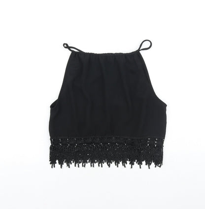 Womens UK Size S Preworn Black Cropped Tank