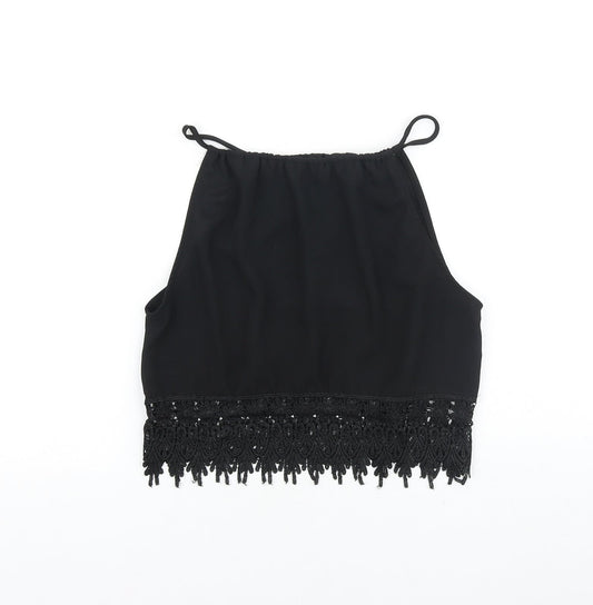 Womens UK Size S Preworn Black Cropped Tank