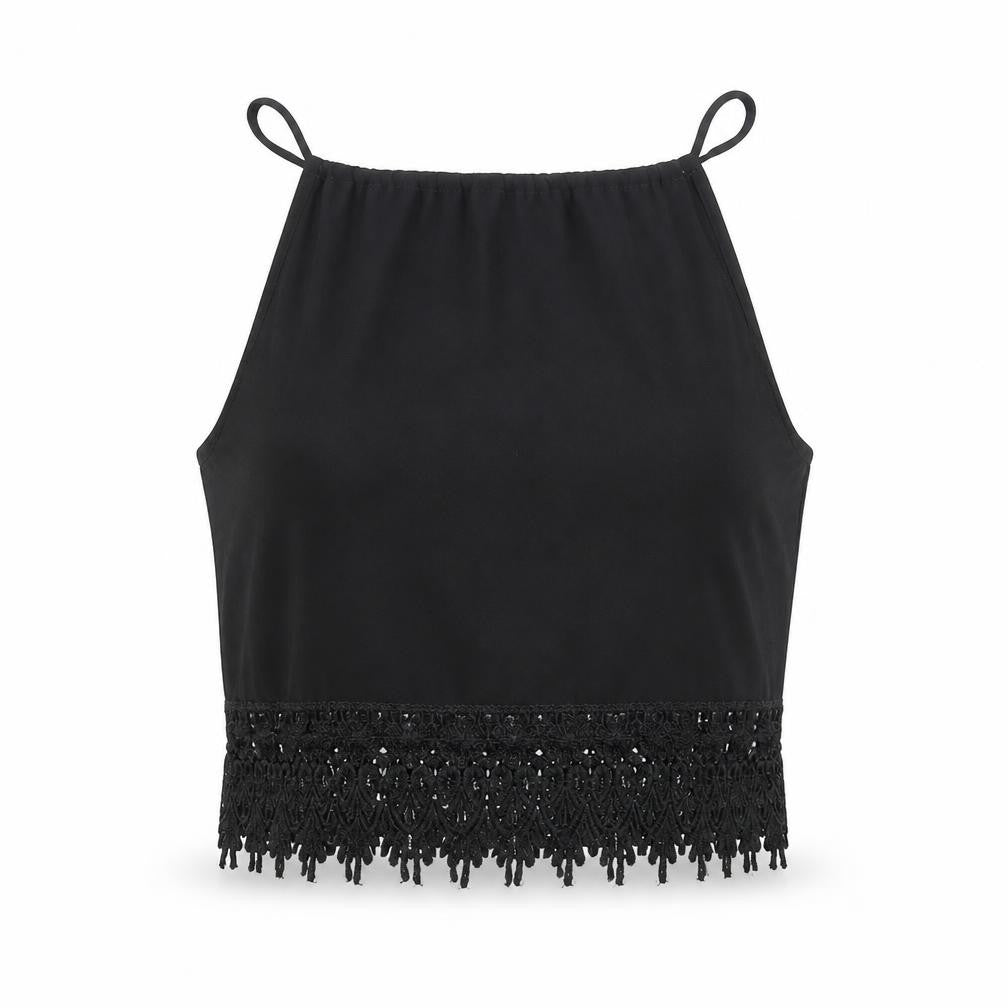 Womens UK Size S Preworn Black Cropped Tank