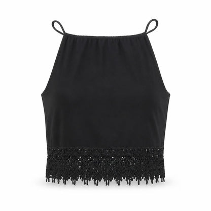 Womens UK Size S Preworn Black Cropped Tank