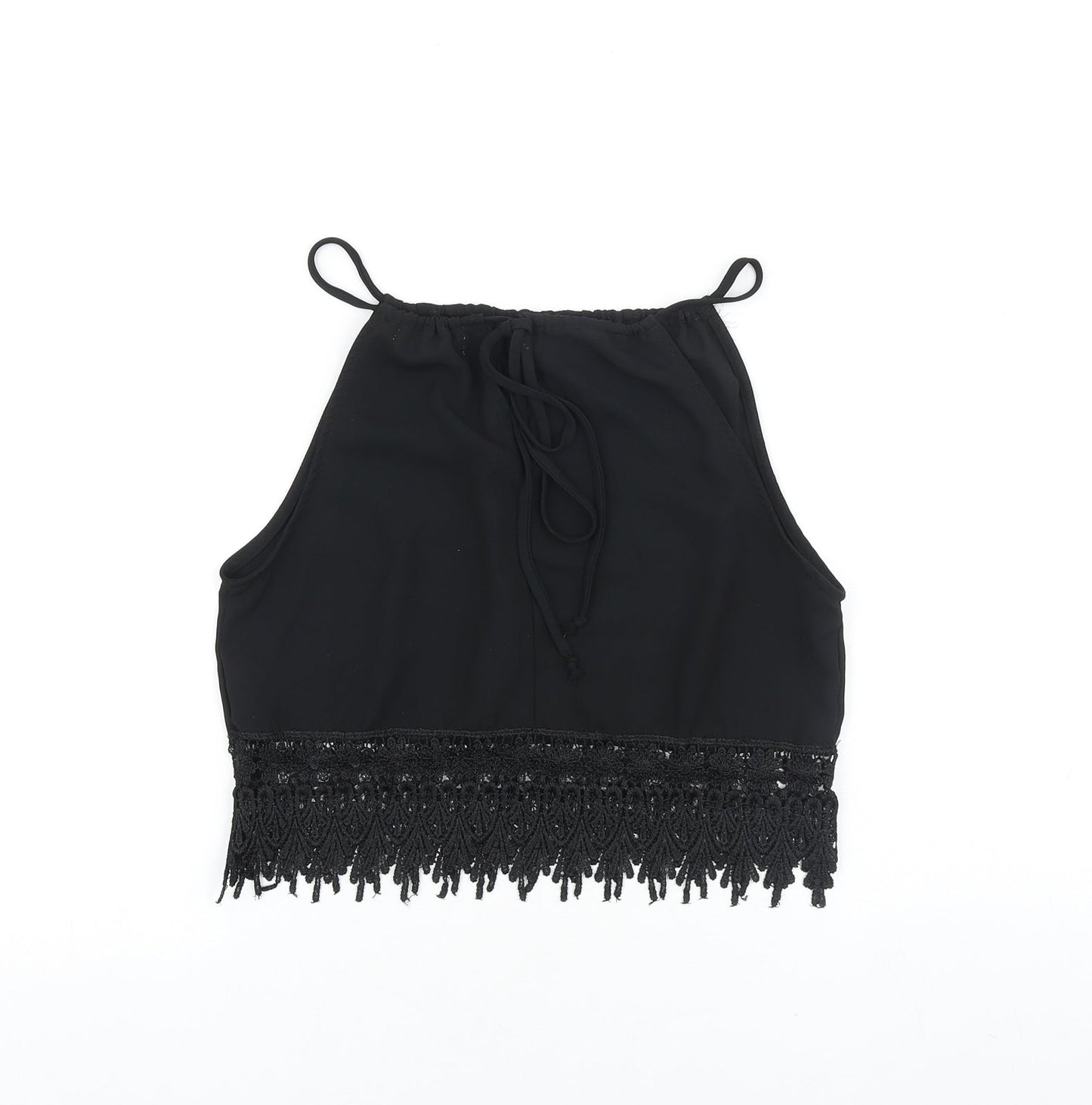 Womens UK Size S Preworn Black Cropped Tank
