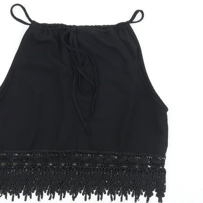 Womens UK Size S Preworn Black Cropped Tank