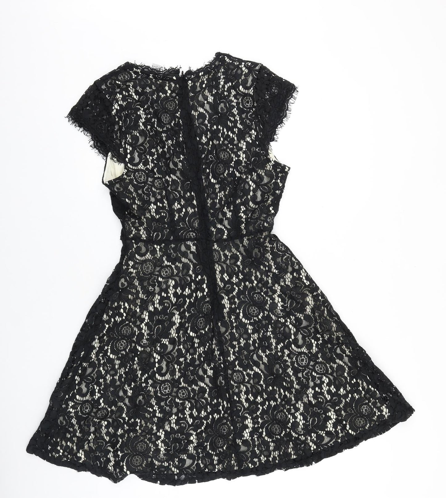 H&M Womens Black Cotton A-Line Size S V-Neck Zip
