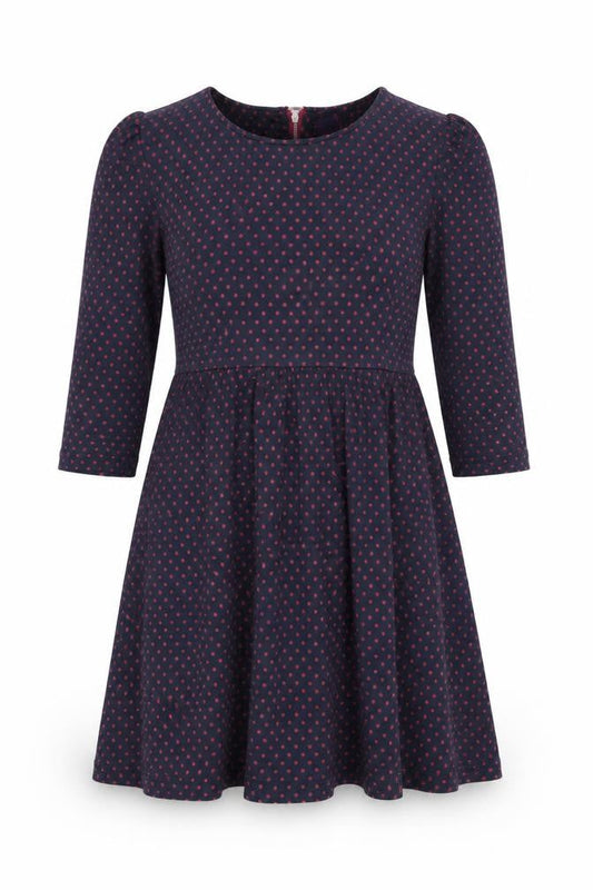 Ness Womens Blue Polka Dot 100% Cotton A-Line Size 12 Round Neck Zip