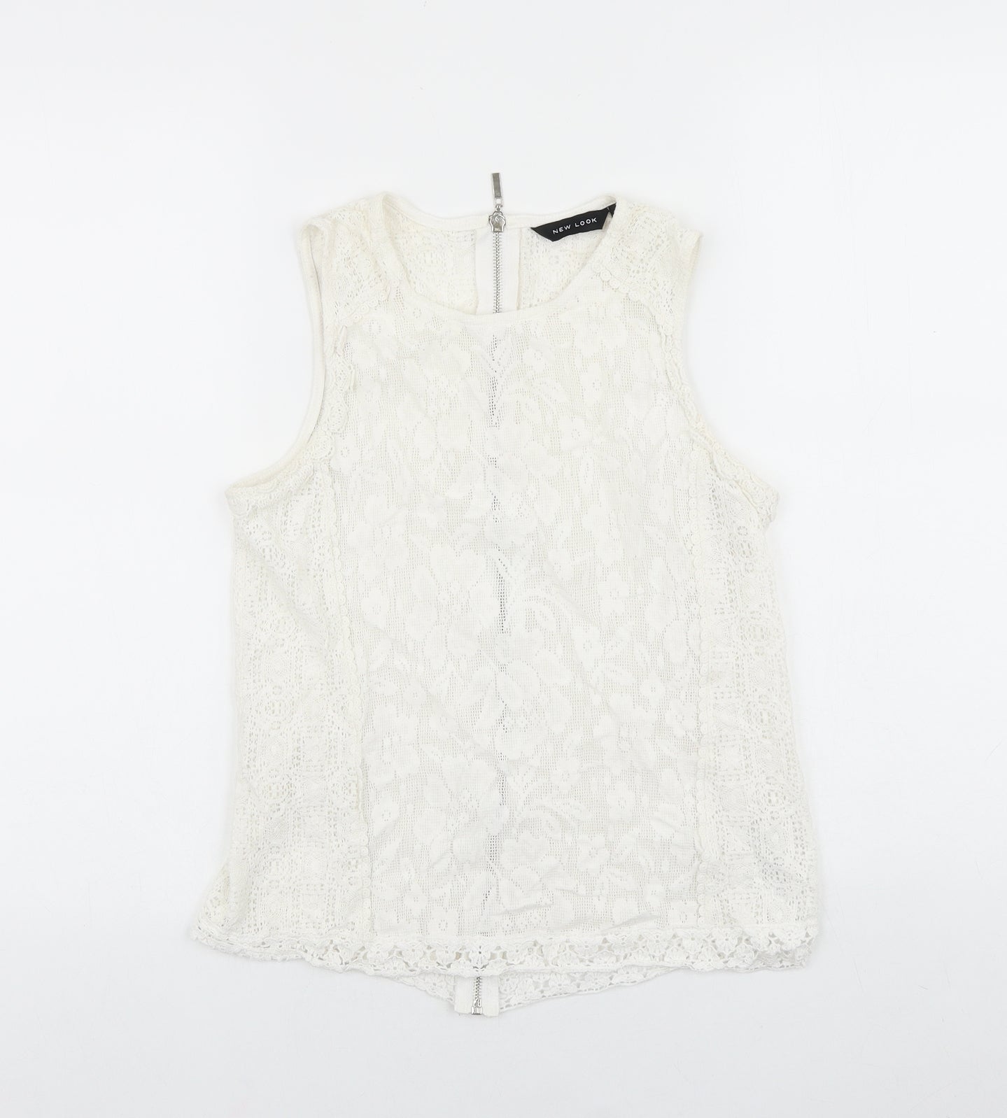 Womens UK Size 10 New Look White Basic Tank