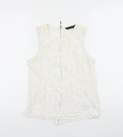 Womens UK Size 10 New Look White Basic Tank