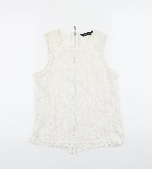 Womens UK Size 10 New Look White Basic Tank