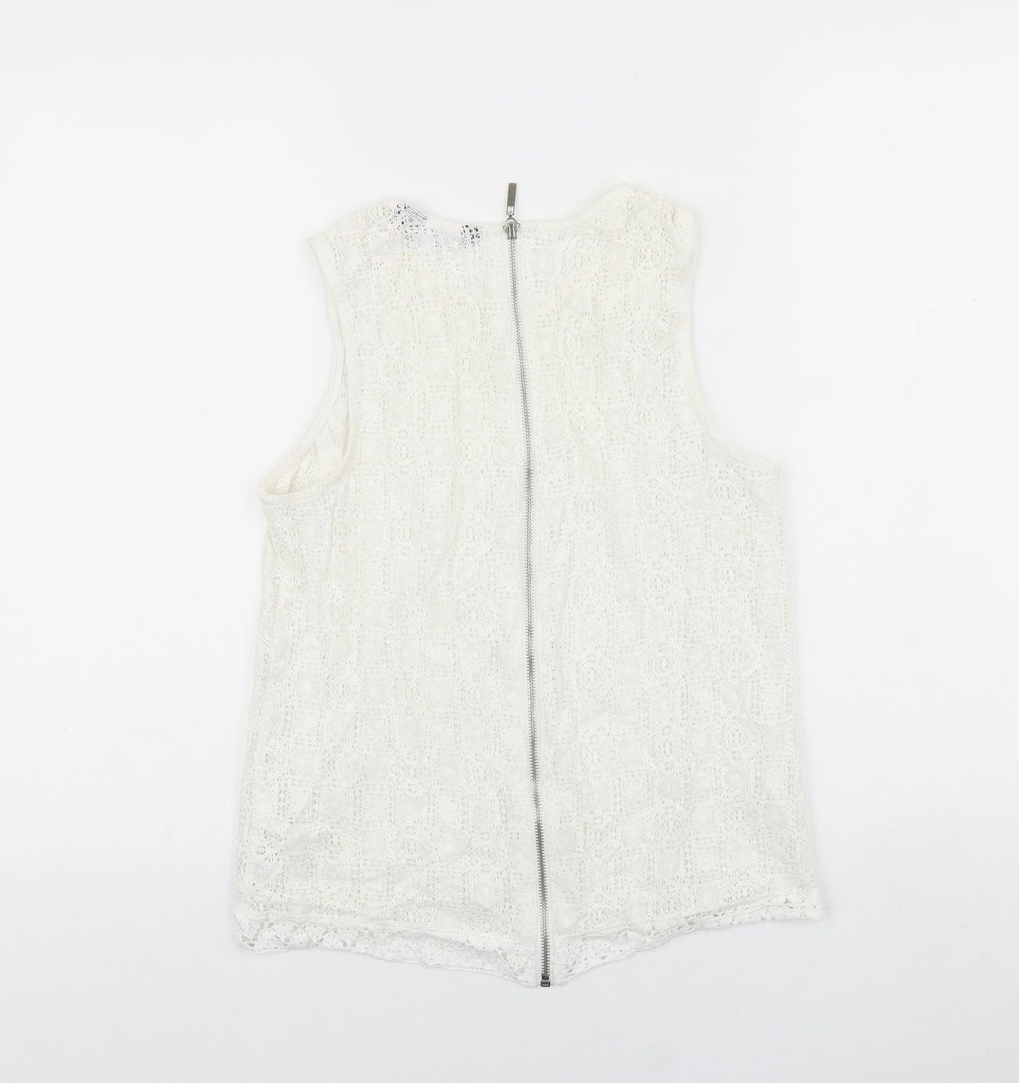 Womens UK Size 10 New Look White Basic Tank