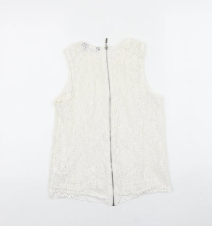 Womens UK Size 10 New Look White Basic Tank