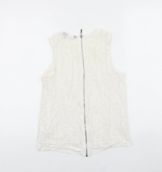 Womens UK Size 10 New Look White Basic Tank