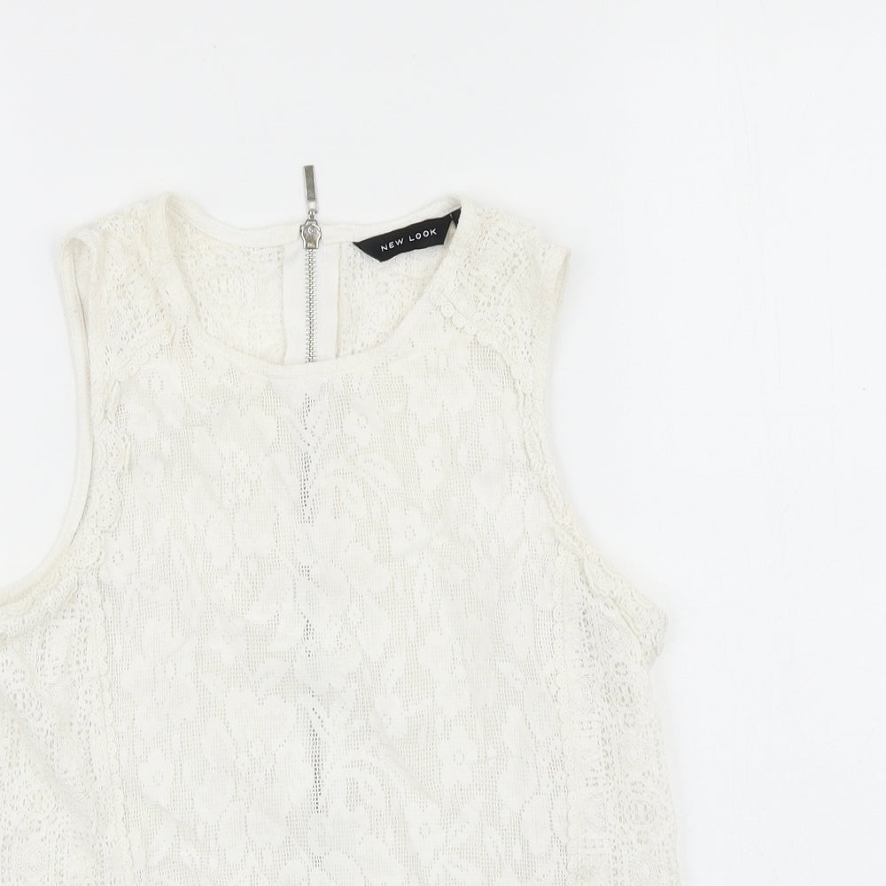 Womens UK Size 10 New Look White Basic Tank
