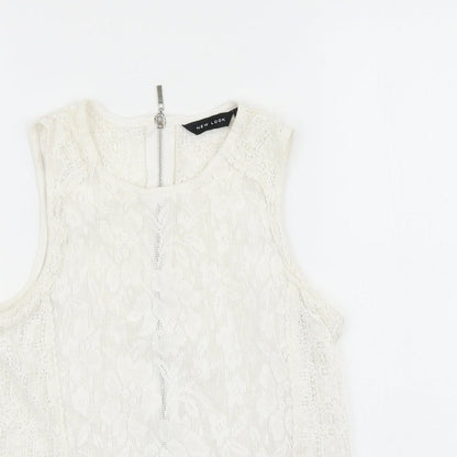 Womens UK Size 10 New Look White Basic Tank