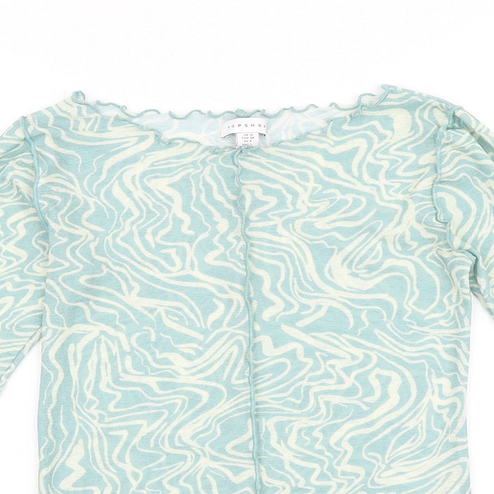 Womens UK Size 10 Topshop Green Basic T-Shirt