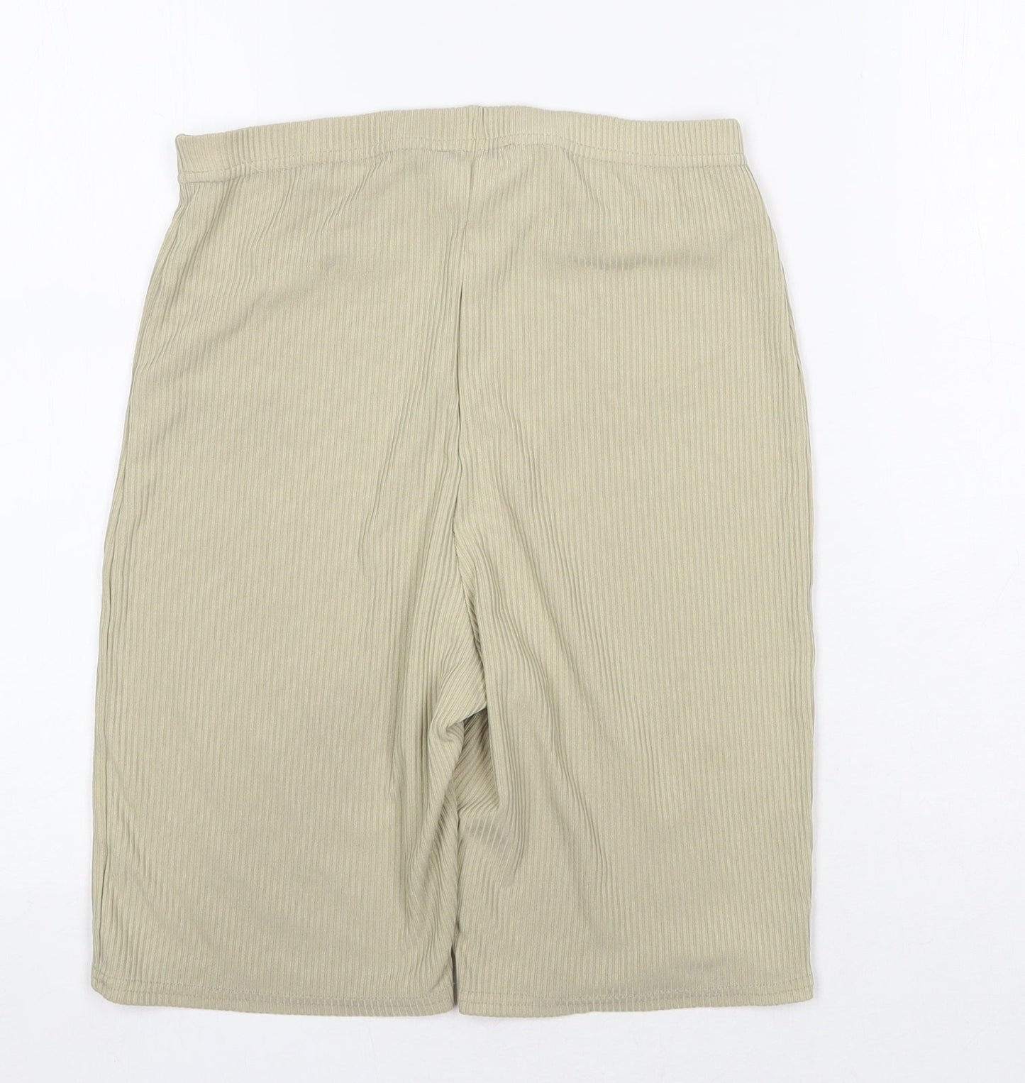 PRETTYLITTLETHING Womens Green Polyester Compression Shorts Size 12 Regular Pull On