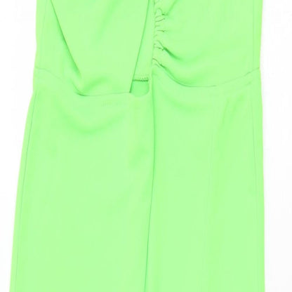 H&M Womens Green Polyester Slip Dress Size XS V-Neck Pullover