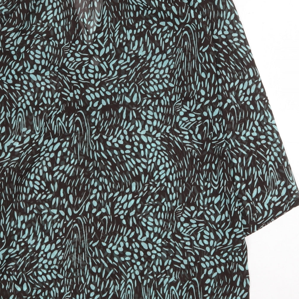 At the Beach Womens Black Geometric Polyester Tunic Blouse Size 10 V-Neck - Beach Cover Up