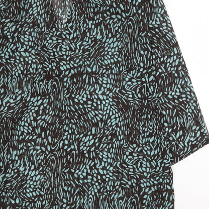 At the Beach Womens Black Geometric Polyester Tunic Blouse Size 10 V-Neck - Beach Cover Up