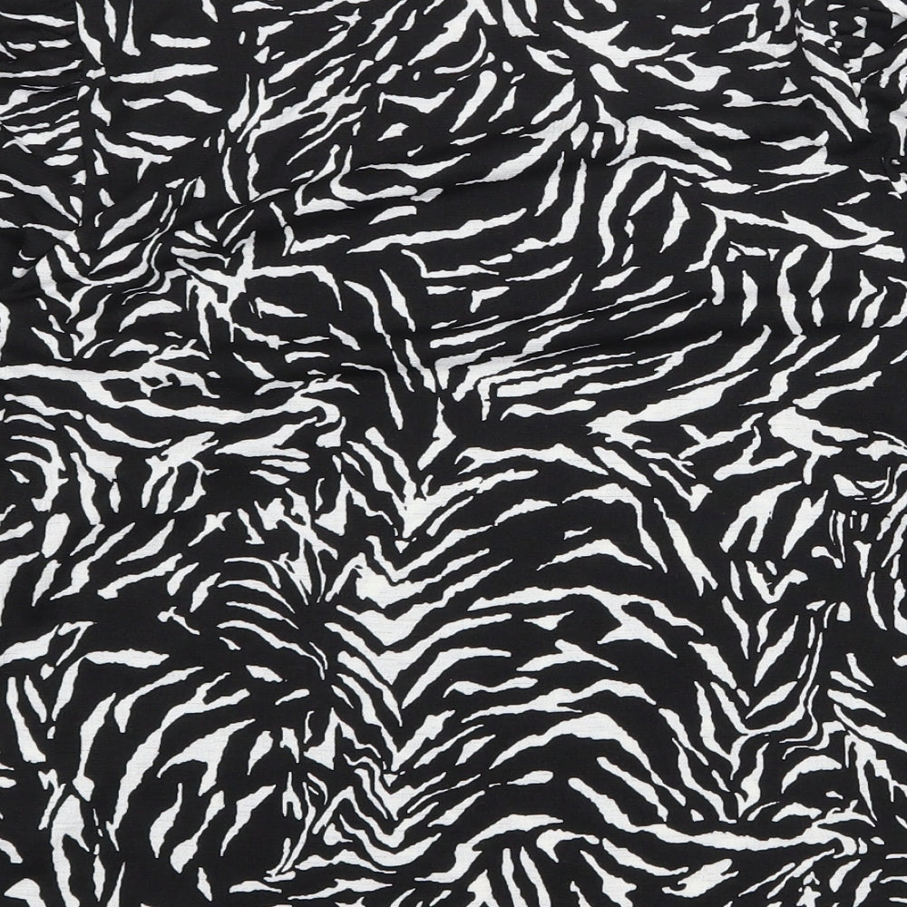 F&F Womens Black Geometric Polyester Basic T-Shirt Size 12 Boat Neck